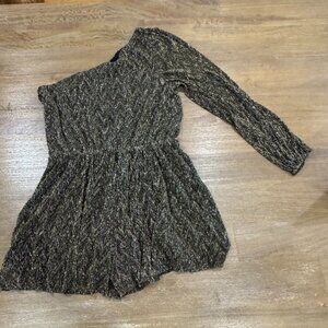 Lulus One Shoulder Gold Romper